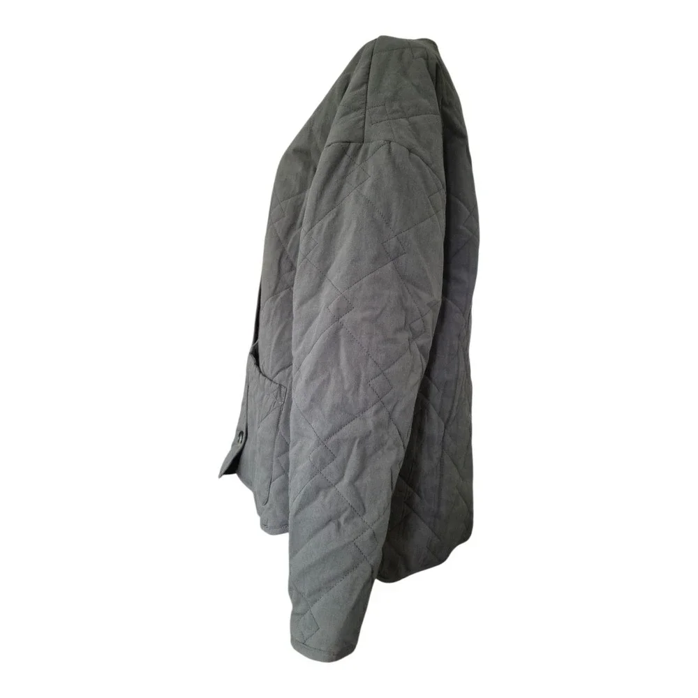 Wishlist Olive Green Quilted Jacket Cotton Lightweight Utility Coat S/M